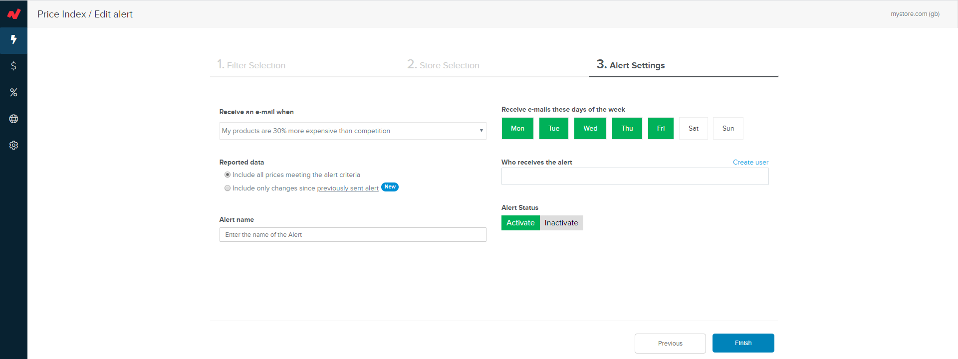 Alert setting - Step 3
