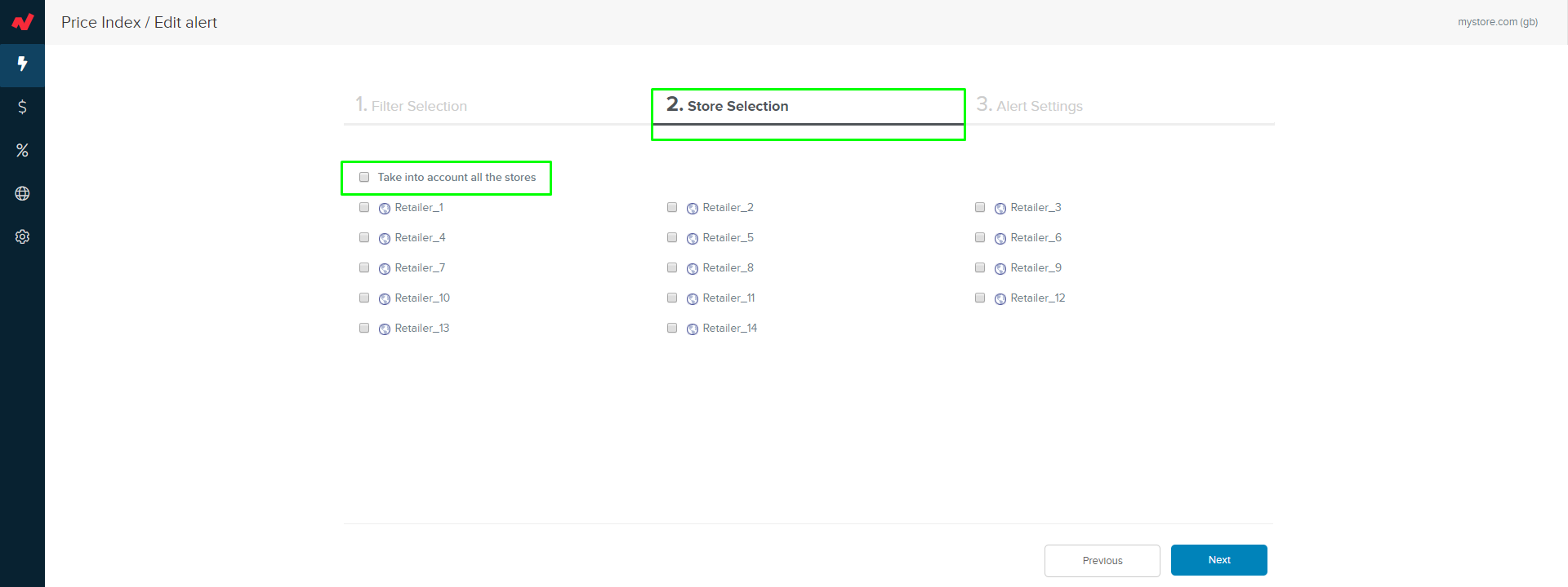 Alert setting - Step 2