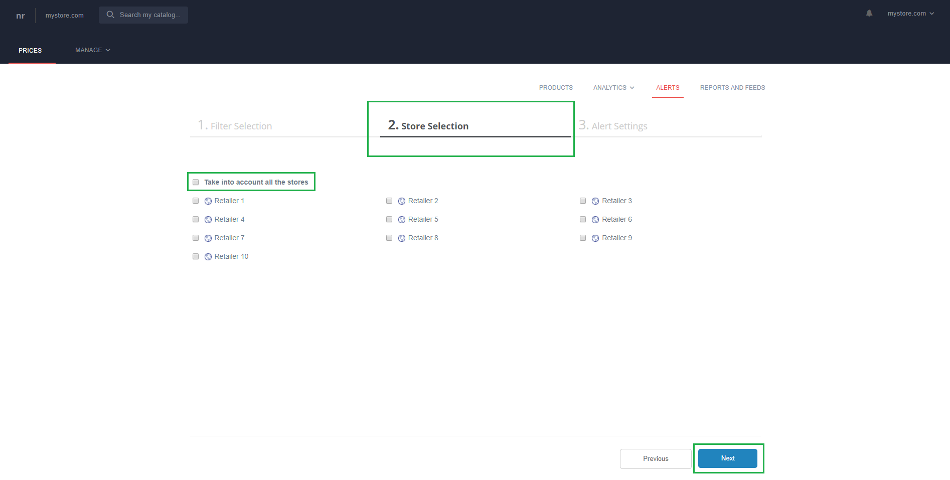Alert setting - Step 2