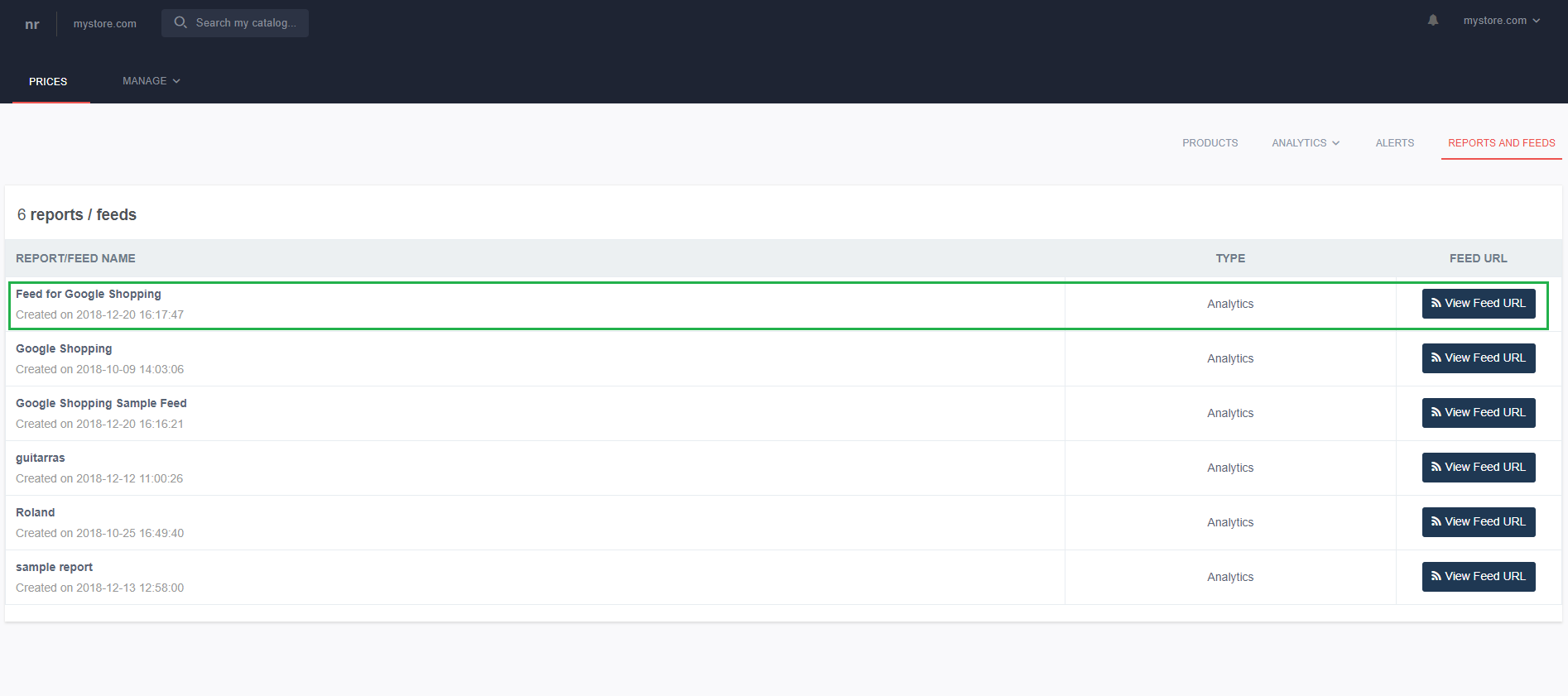 Access feed url